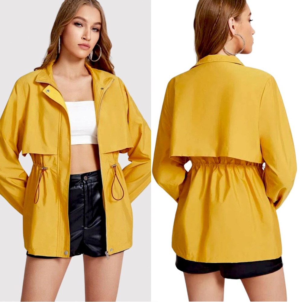 Vintage Yellow Zip-Up Windbreaker Jacket Size Medium
